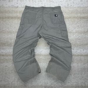 Vintage Carhartt Carpenter Pants Sage Green Canvas Baggy Wide Leg Dungarees 90s
